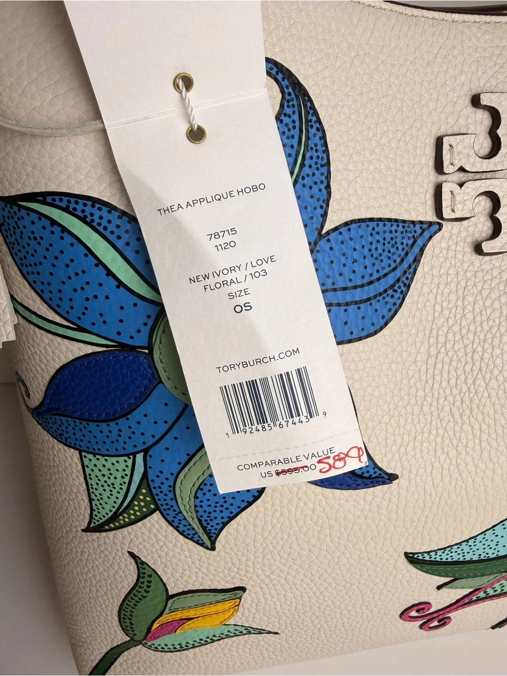 Tory Burch Thea Appliqué Hobo Bag – New Ivory / Love Floral